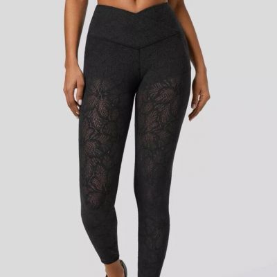 Halara High Waisted Crossover 2-in-1 7/8 Lace Casual Leggings NWT